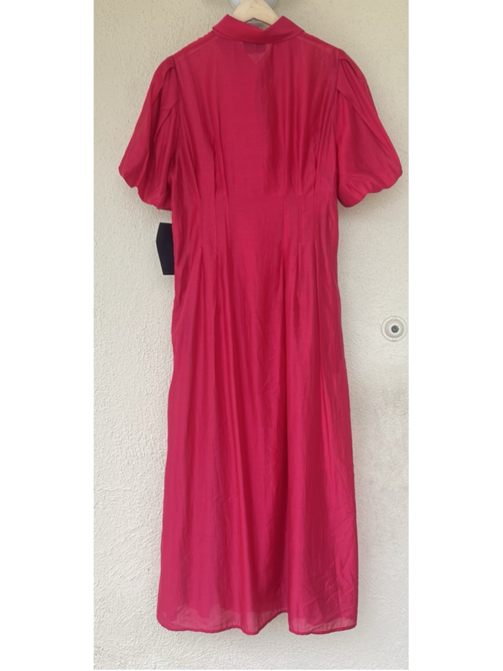 Tuckernuck Raspberry Organza Delaney Dress S Puff Sleeves Collar Wedding Guest - Picture 7 of 12